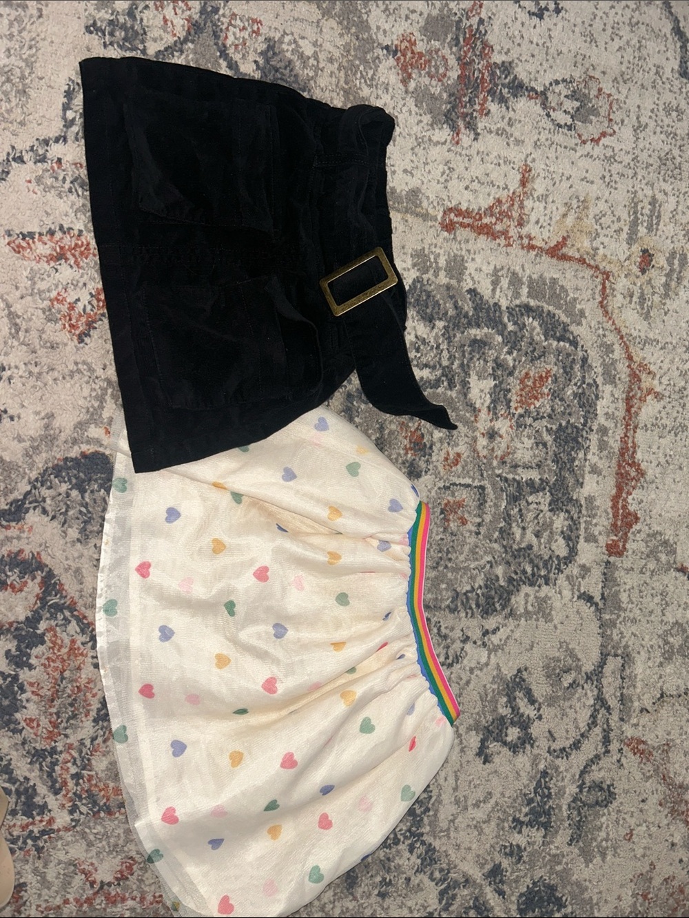Black Corduroy High-Waist Skirt with Belt & Colorful Heart Old Navy Skirt
